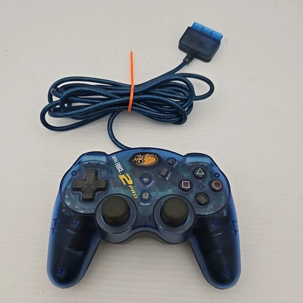 Mad Catz Dual Force 2 Pro Controller PS1 PS2 Translucent Blue P-117A Padded